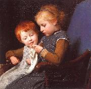 Albert Anker The Little Knitters oil painting reproduction